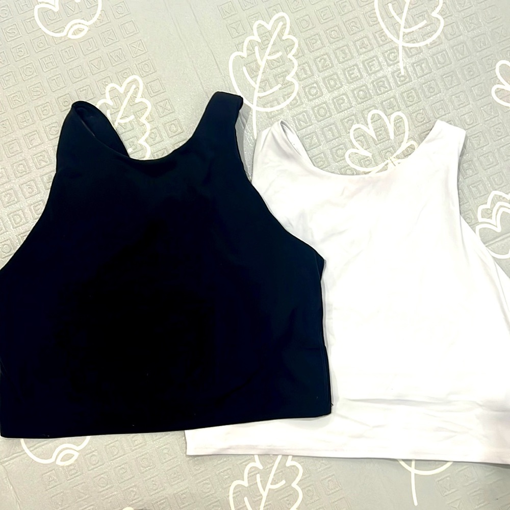 Athleta Conscious Crop Tops (black + white)